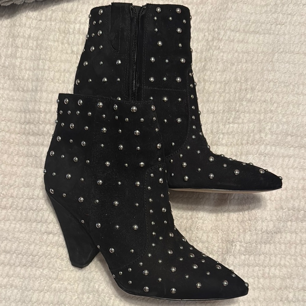 Sam Edelman Black Heeled Boots with Studded Design